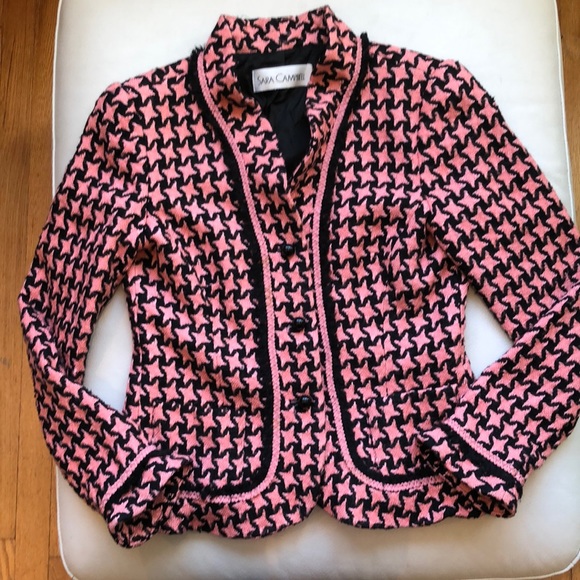 Sara Campbell Jackets & Blazers - Sara Campbell coral/black houndstooth blazer